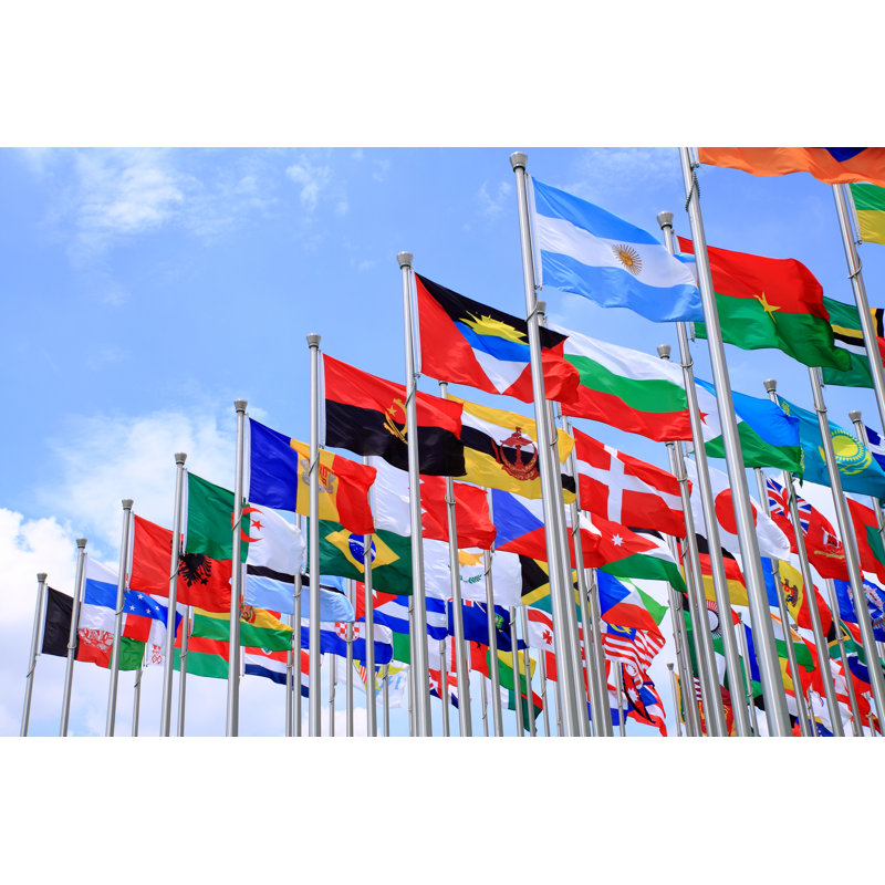 Brazil Argentina And World Flags - Wrapped Canvas Print, 30cm H x 46cm W x 3.8cm D