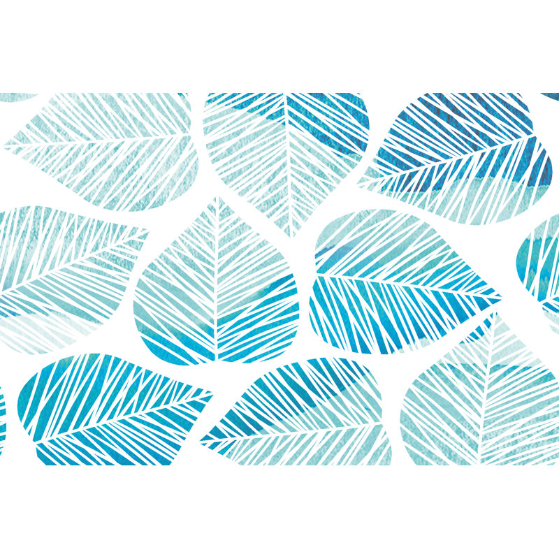 Teal Watercolor Leaves - Wrapped Canvas Art Prints, 61cm H x 91cm W x 3.8cm D
