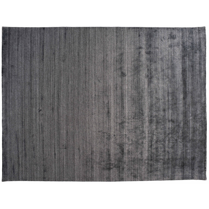 Tapis gris foncé en laine noué à la main de conception unique 8 pi 10 po x 11 pi 10 po