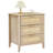 Nightstand, Rattan End Table, Nightstands With 3 Natural Rattan Drawers, Strong Support Wooden Structure, Side Table-1352464