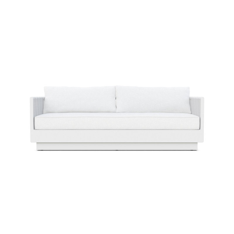 Porto 85.83" Wide Outdoor Reversible Patio Sofa with Cushions, Matte White Frame/Cloud Cushion