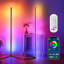 Ensemble de 2 lampes de coin en forme de L RVB noires, application USB 5V Bluetooth et télécommande 80 lumières DEL ambiantes à changement de couleur, cadre d'ambiance en aluminium pour le salon, la chambre à coucher et la salle de jeux-1490809059