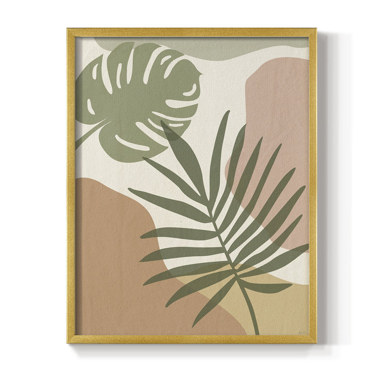 «Mid Century Palm I», reproduction encadrée - bois massif, H 21 po x l 17 po, Doré