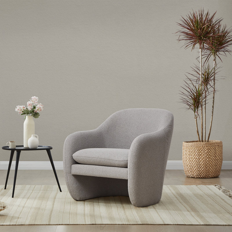 Fauteuil d'appoint rembourré tonneau Bleddyn, Mélange de polyester gris