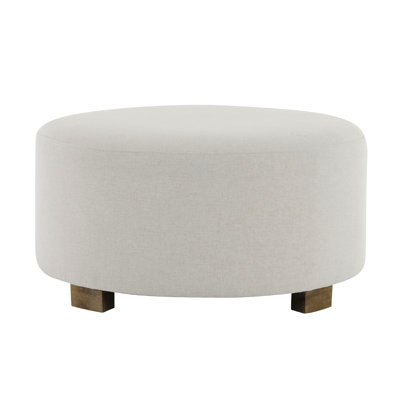 Modern White Round Fabric With Wooden Legs, Simple And Versatile For Home Use, Comfortable Relaxing Footstool