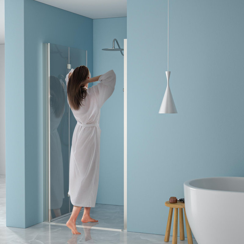 34"W x 72"H Fold Frameless Shower Door, Brushed Nickel