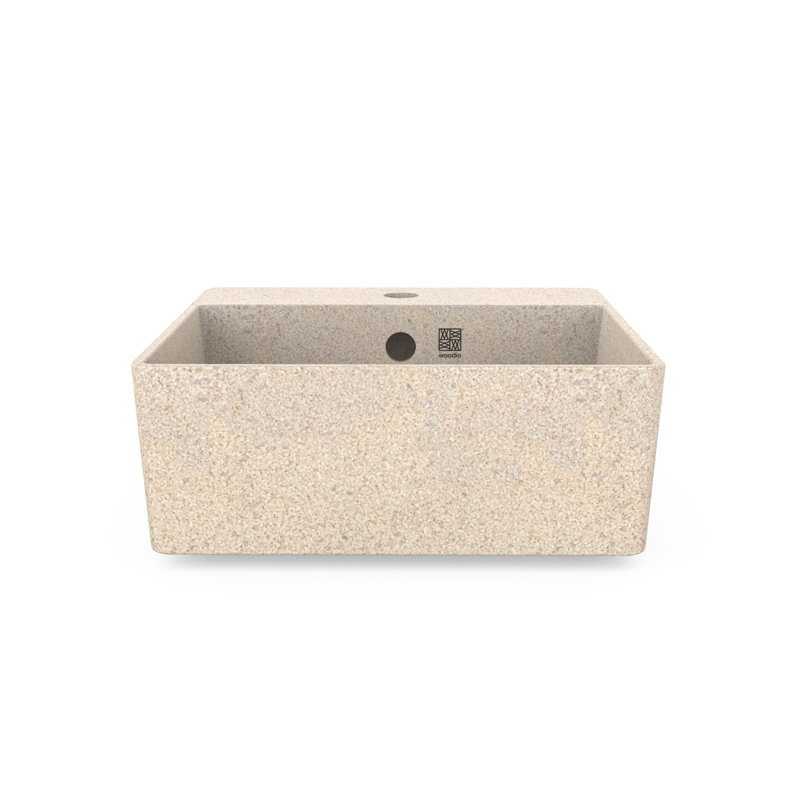 Woodio Cube40 15.75'' Wood Square Bathroom Sink with Overflow, Polar