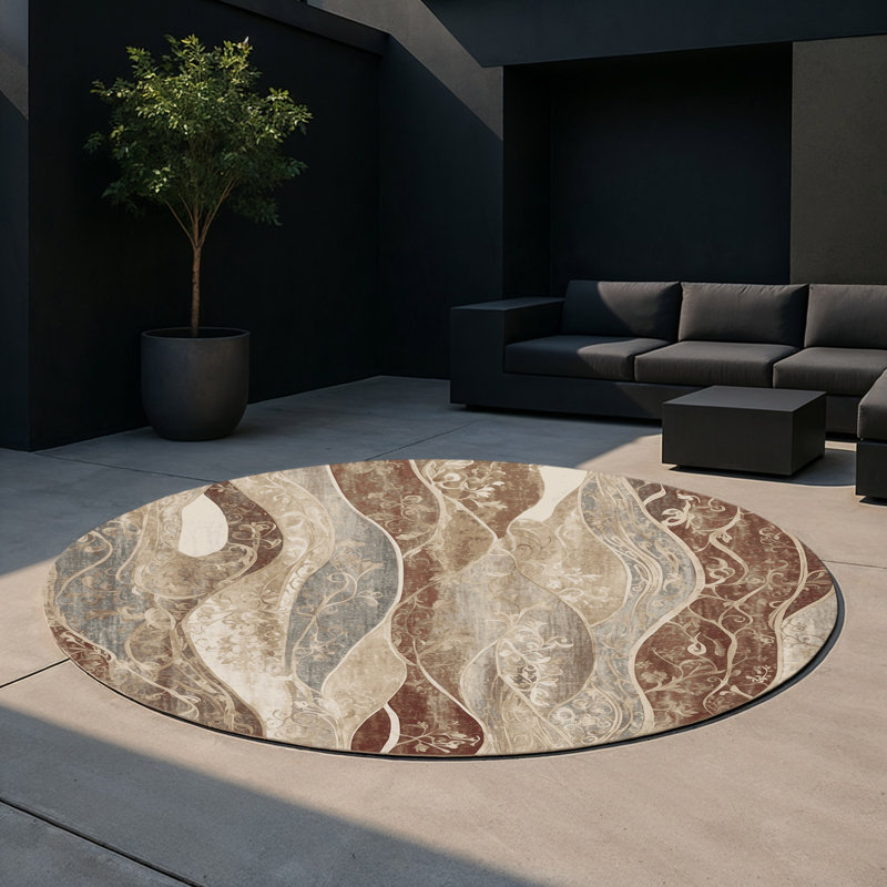 Tapis intérieur et extérieur Flowing Grace, Rond 5 pi