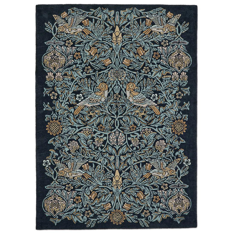 Wool Floral Area Rug, Rectangle 5'7" x 7'10"