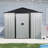 Outdoor Metal Storage Shed 8Ft X 4Ft - White & Black. Strong And Stable. Accommodates Garden Tools. Sloped Roof Adds Space. Lockable Door For Security. Air Vents. With Foundation, Anchors, Hooks,-125291573