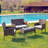 PE Wicker 4-Piece Patio Furniture Set with Glass Table & Cushions, 4 Piece Wicker Patio Set for Balcony / Backyard / Porch / Poolside-409071305