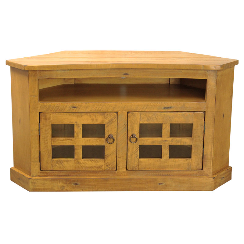 Lonan Unfinished Corner TV Stand for TVs up to 55", Havana Gold
