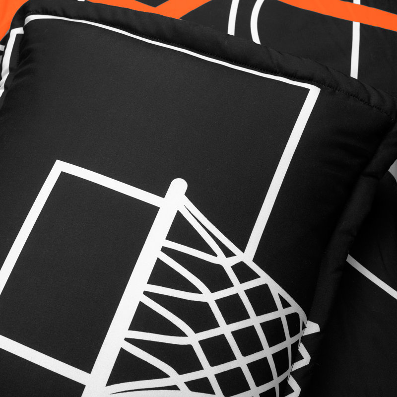  Basketball Game Reversible Oversized Comforter Charcoal, Full/Double, Black