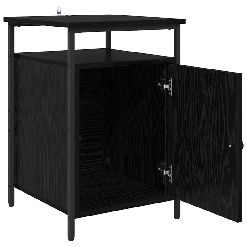 40cm W Manufactured Wood Bedside Table, Black Oak