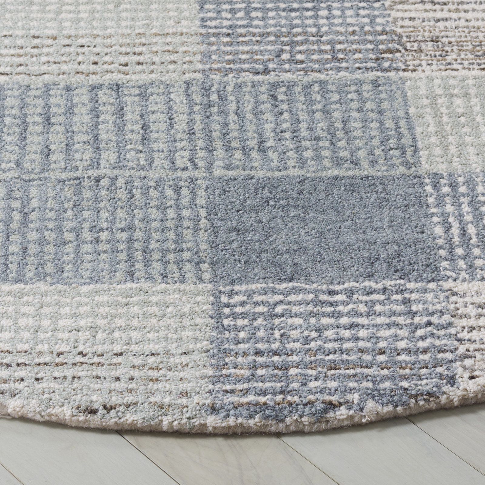 Hand-Tufted Wool Plaid Rug, Round 6'