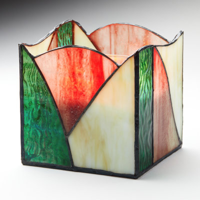 Porte-bougie en verre coloré de conception abstraite 4,75 po