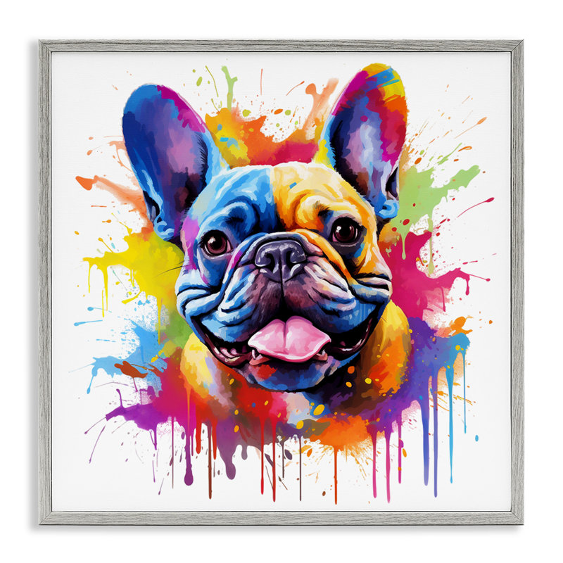 BA-439-French Bulldog Modern Splash par Marybeth Cunningham, reproduction d'art sur toile, Estampe numérique Farmhouse