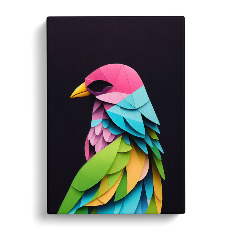 Paper Bird Abstract - Wall Art, Wrapped Canvas, 50cm H x 35cm W, No Matte