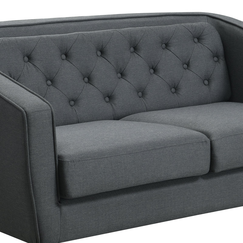 Causeuse à accoudoirs touffetés Mid-Century moderne, gris