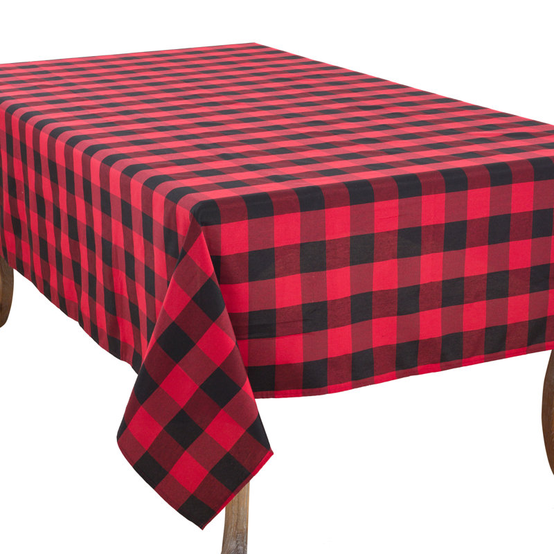 Salerno Buffalo Plaid Tablecloth, 70" W x 104" L, Red/Black