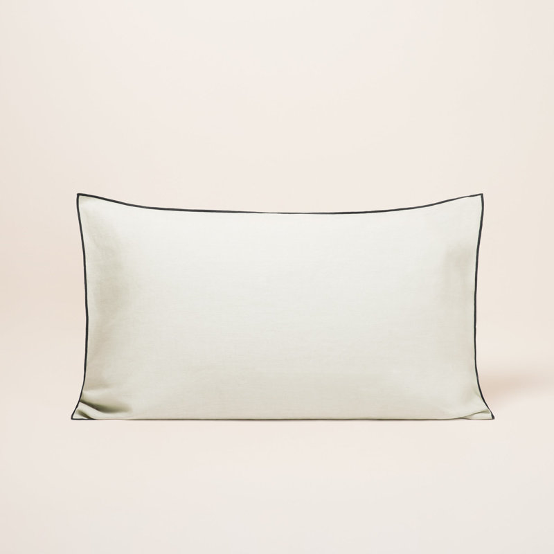 Carlina 100% Linen Button Pillow Protector, Light Beige, Queen