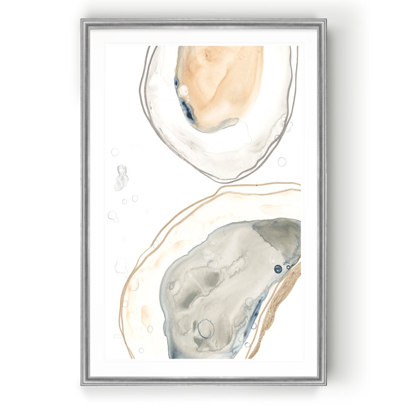 «Ocean Oysters I», reproduction sur toile, H 26,5 po x l 36,5 po, Impression encadrée, Argent argent