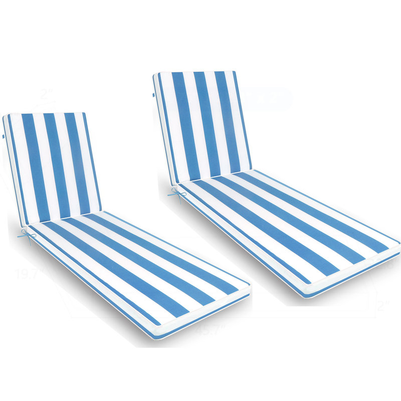 Outdoor Chaise Lounge Cushions Set for Ultimate Relaxation and Durability, Blue Striped