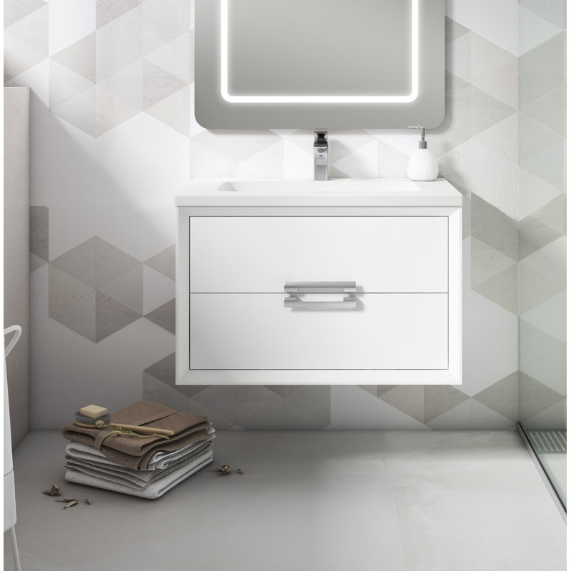 Zak 32'' Single Bathroom Vanity with Ceramic Top, White