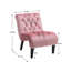 Chaise sans accoudoirs en velours rose pour un salon élégant - Pieds en bois avec garniture en mousse-1692966275