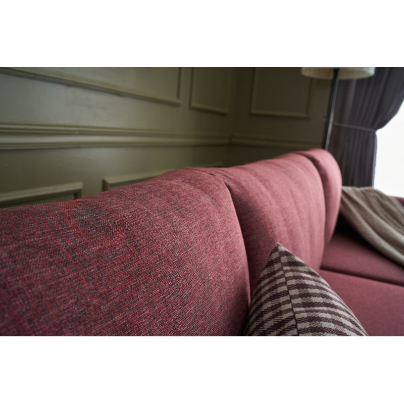 Modern Corner Sofa Bed, Claret Red Fabric (50% Polyester/50% Linen), 118.1 x 30.7 x 79.5 inches | FIR Timber Frame, 28 DNS Foam Cushioning, Easy Clean | Perfect for Stylish Living Rooms & Guest Rooms
