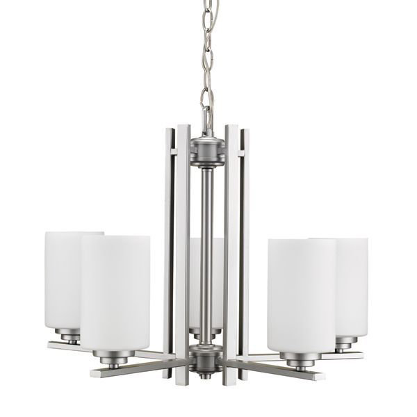 Lustre 5 lumières Troene, Chrome brossé