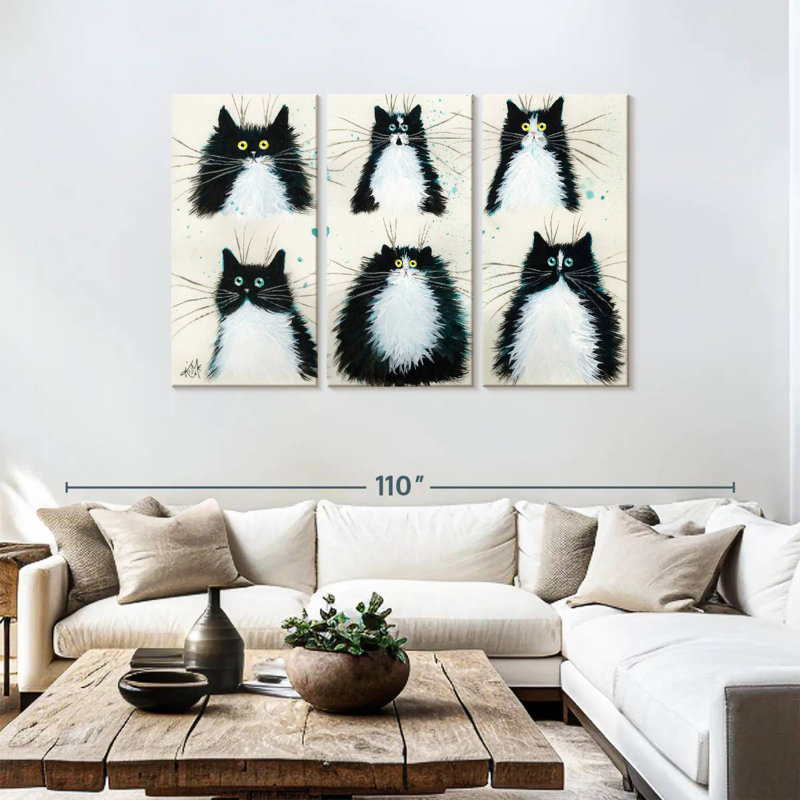 Tuxedo Cats, 48" H x 74" W