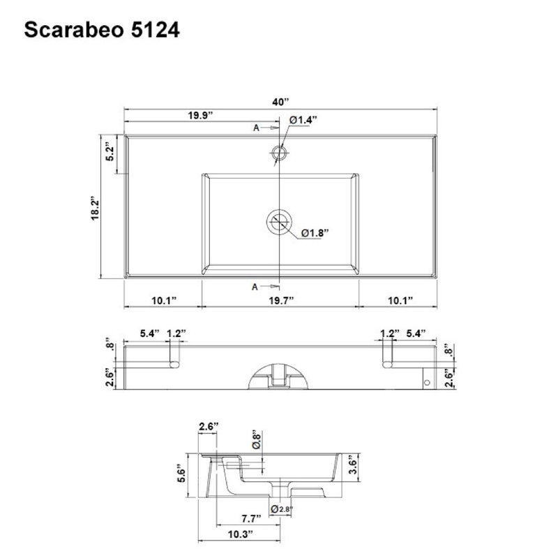 Scarabeo By Nameeks 18.2'' Glossy White Ceramic Rectangular Bathroom Sink with Overflow, One Hole
