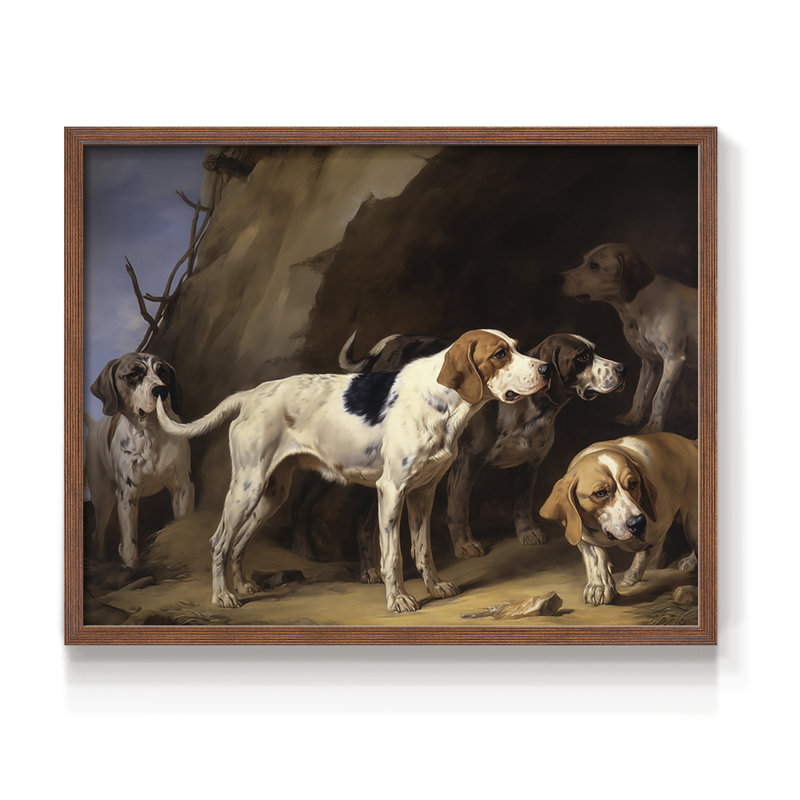 Faune - XCVII - Reproduction encadrée - Restickable, Noyer, H 22 po x l 28 po
