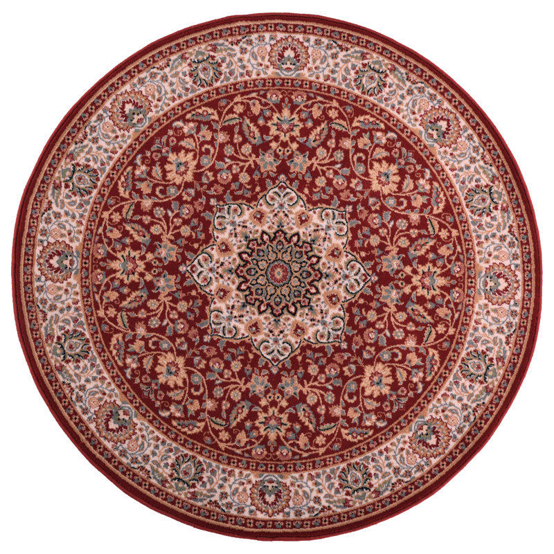 Oriental Carpet in Red, 100% Virgin Wool, Rund 200 cm