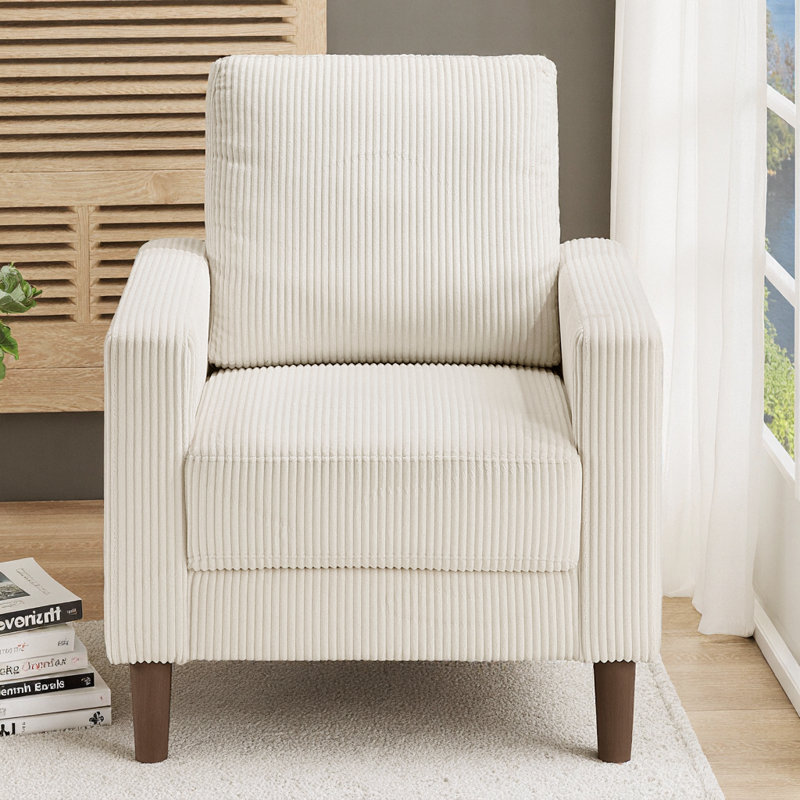 Fauteuil rembourré en velours côtelé Modern, Beige