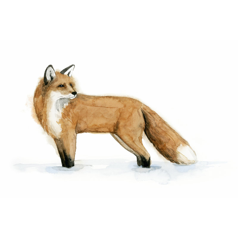 Snow Fox II - Painting, 51cm H x 76cm W, Wrapped Canvas
