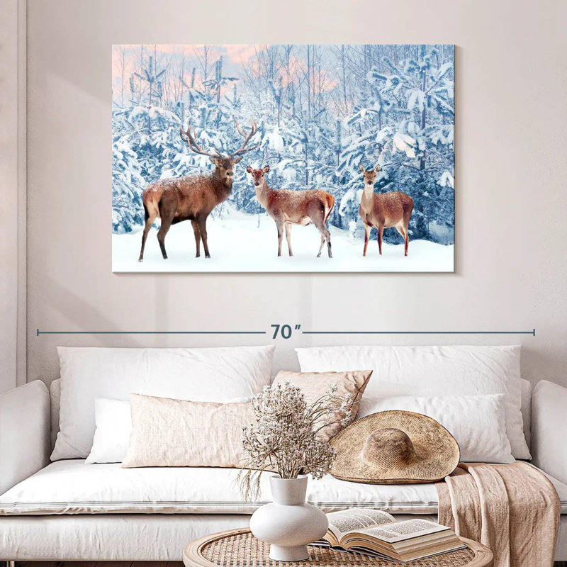 Brampt Deer In Winter, 32" H x 48" W