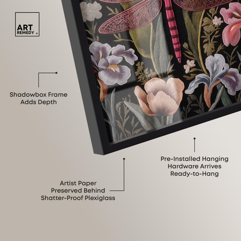 «Ruby Reed Rider I Shadowbox», impression botanique par Art Remedy, Noir, H 16 po x l 11 po