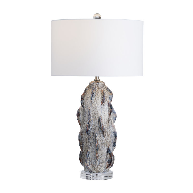 Lampe de table en céramique avec abat-jour tambour en céramique