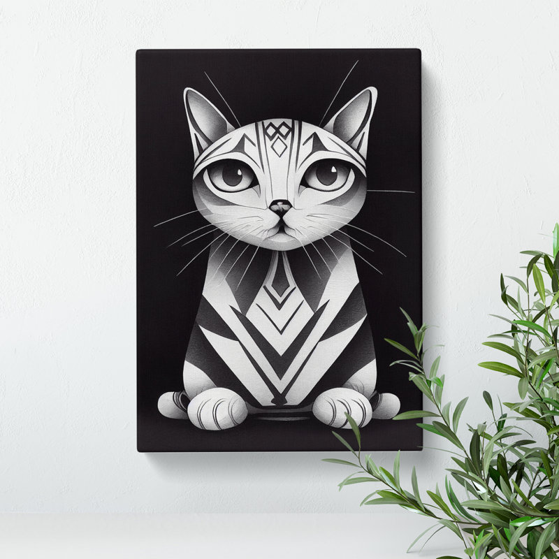 Striped Cat Abstract - Wrapped Canvas, 60cm H x 35cm W x 3cm D