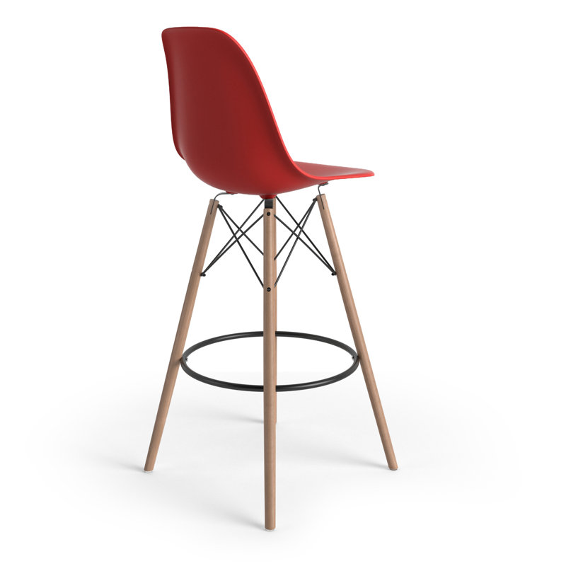 Tabouret de bar et de comptoir Jordan, Rouge/naturel, Tabouret de bar (siège d’une hauteur de 29,5 po