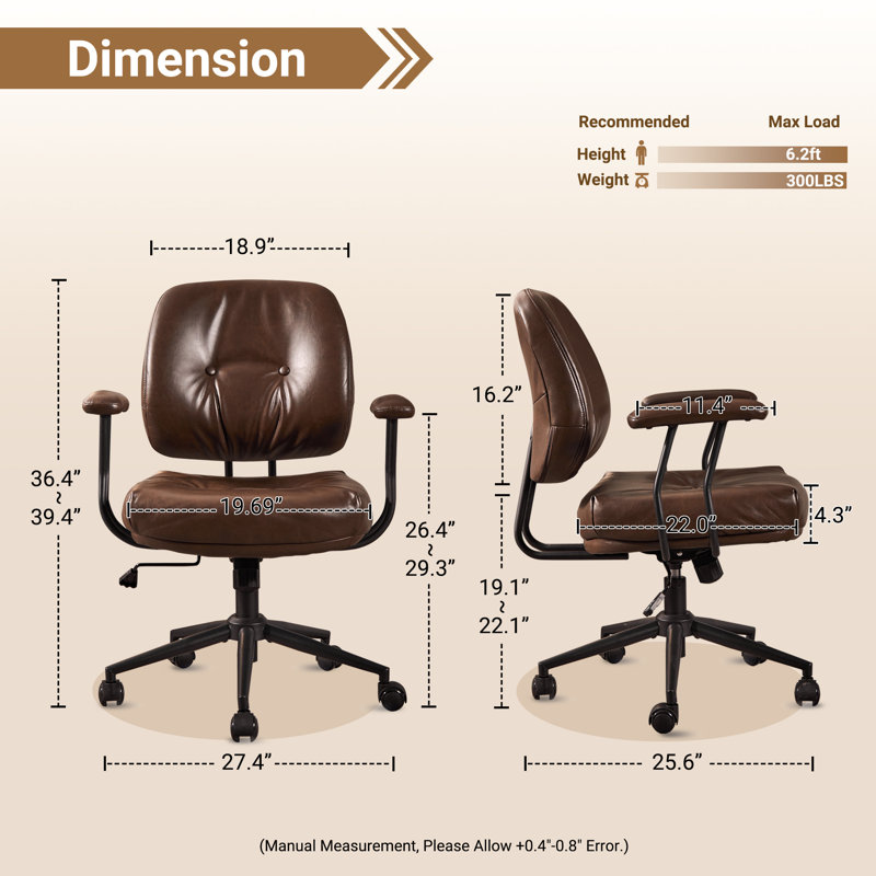 Fauteuil ergonomique pivotant pour bureau à domicile, Café
