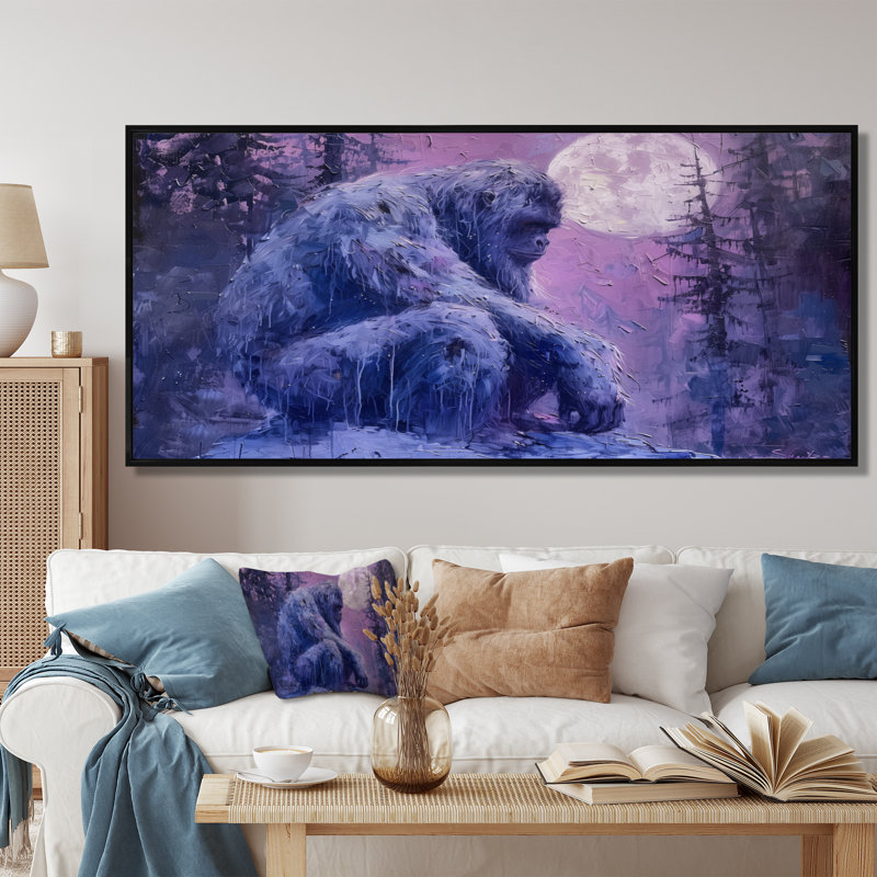 Claborn - art mural Bigfoot, Toile avec cadre flottant noir, H 28 po x l 60 po x P 1,5 po