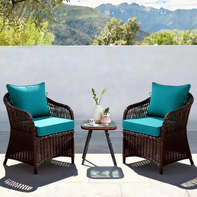 22 x 24 In Patio Furniture Cushions set of 2, Fade Resistant Outdoor Seat Cushions witj 4 pairs of Ties, Deep Seat Cushion for Seat Patio Chairs, Rattan Furniture, Wicker Seating, outdoor Adirondack Chair,Lake Blue