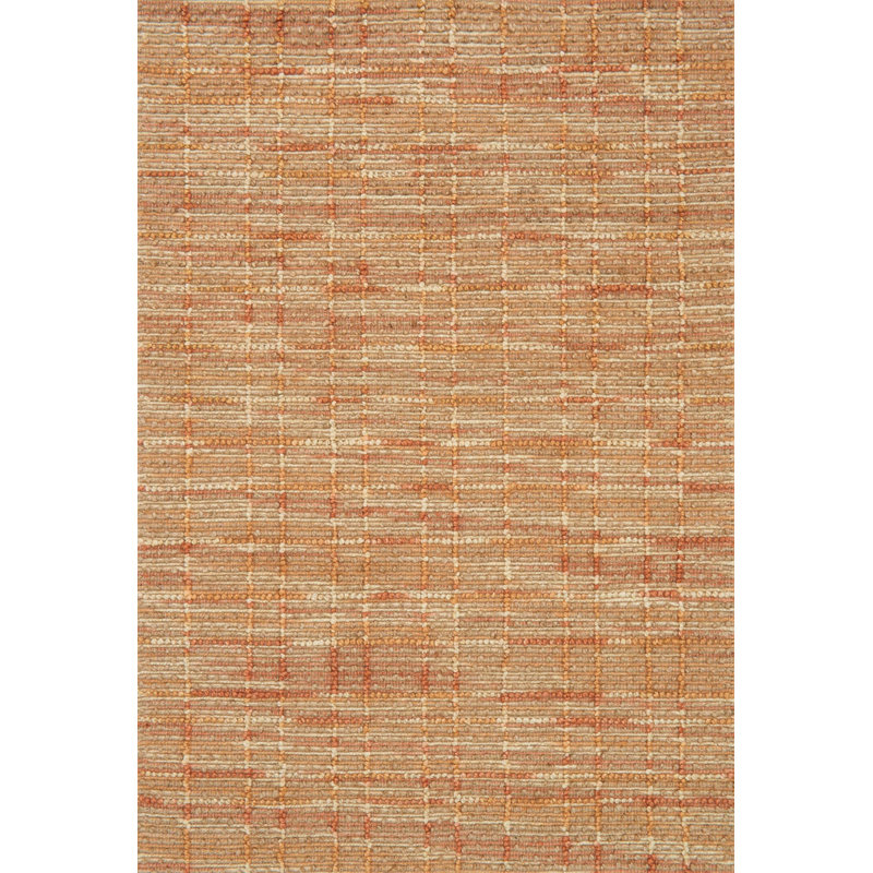 Tapis mandarine tissé à la main Pangkal Pinang, Rectangle 3 pi 6 po x 5 pi 6 po