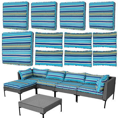 11 Pack Outdoor Patio Cushion Slipcovers, Waterproof Replacement Cushion Covers for Sectional Sofa Couch, Patio Furniture Seat Backrest Armrest Cushion Protector, Black (Covers Only, No Cushion Inserts)