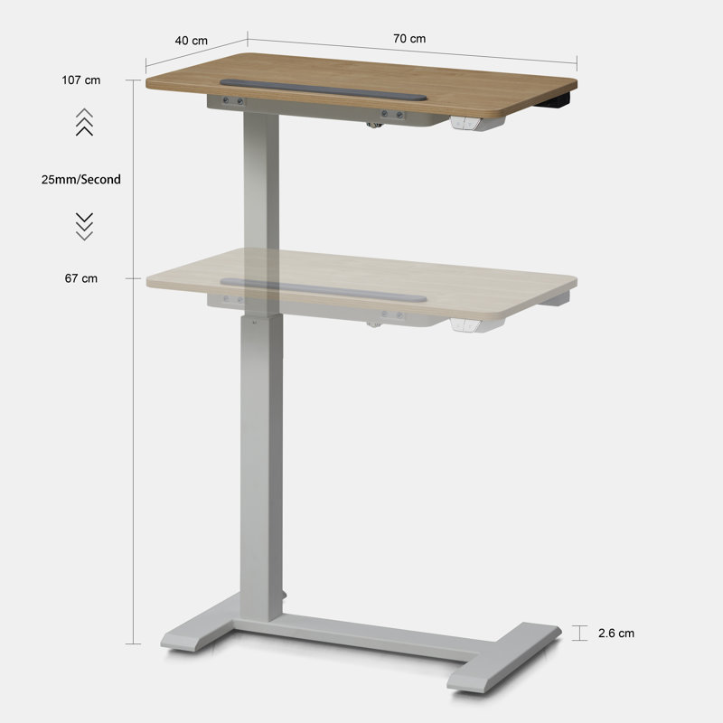 Akim 70cm W Laptop Standing Desk with Tilting Top & Rechargeable Battery and Two-Way Installation, Maple