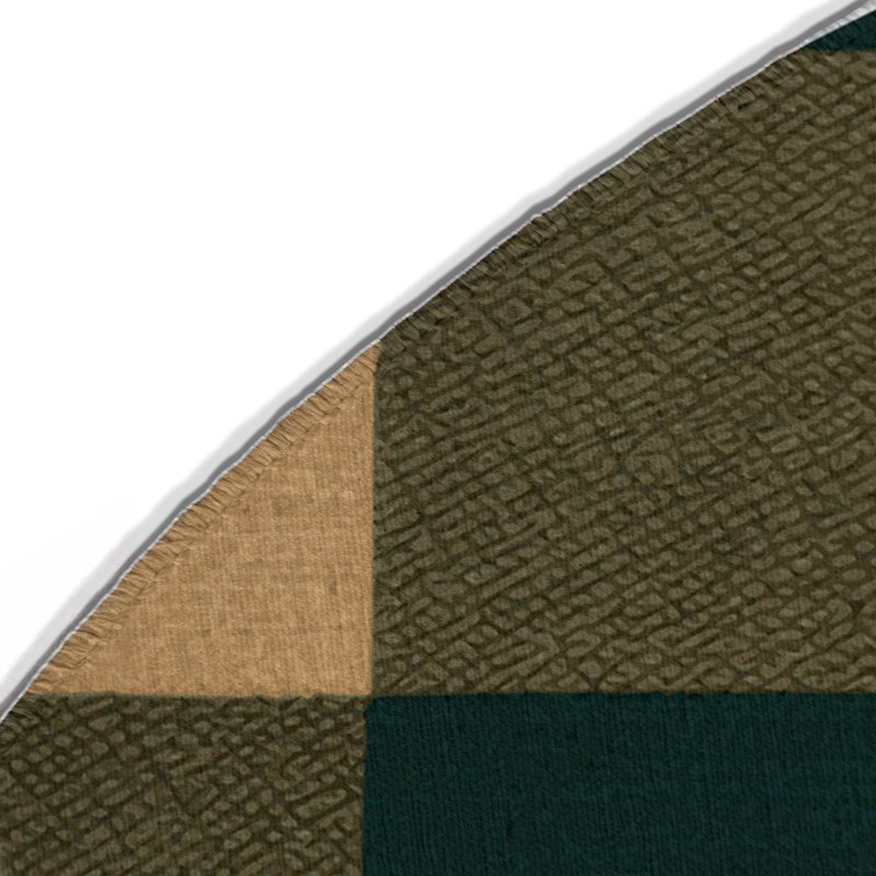 Tapis d'intérieur et d'extérieur à carreaux brun, Rond 5 pi