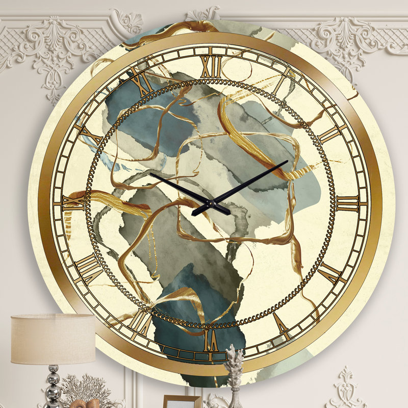 Gold Glam Squares VII - Horloge murale glam, Grand